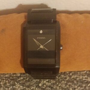 Fossil Black  Diamond Rectangular Dial Watch FS 4303